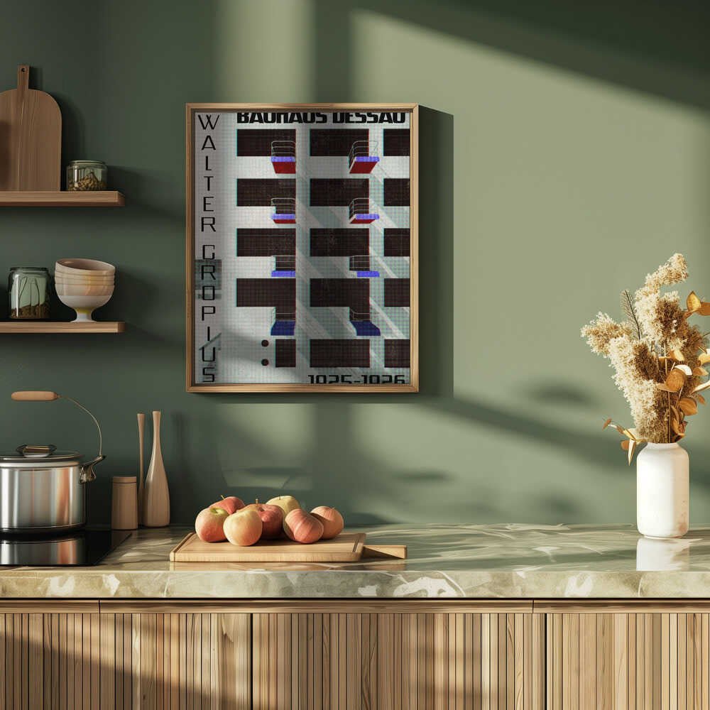 Bauhaus Dessau architecture in vintage magazine style IV - Stretched Canvas, Poster or Fine Art Print - I Heart Wall Art - Poster Print, Canvas Print or Framed Art Print