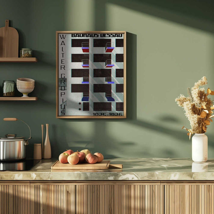 Bauhaus Dessau architecture in vintage magazine style IV - Stretched Canvas, Poster or Fine Art Print - I Heart Wall Art - Poster Print, Canvas Print or Framed Art Print