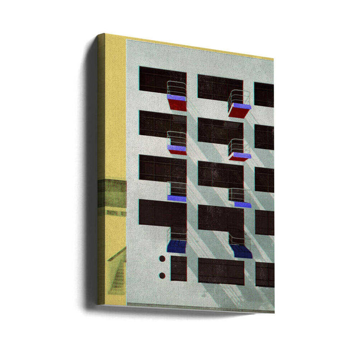 Bauhaus Dessau architecture in vintage magazine style V - Stretched Canvas, Poster or Fine Art Print - I Heart Wall Art - Poster Print, Canvas Print or Framed Art Print