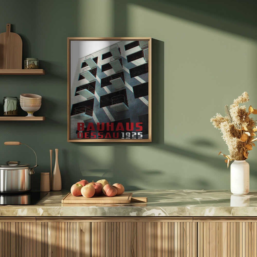 Bauhaus Dessau architecture in vintage magazine style VII - Stretched Canvas, Poster or Fine Art Print - I Heart Wall Art - Poster Print, Canvas Print or Framed Art Print