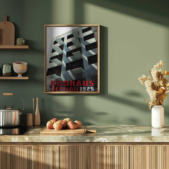Bauhaus Dessau architecture in vintage magazine style VII - Stretched Canvas, Poster or Fine Art Print - I Heart Wall Art - Poster Print, Canvas Print or Framed Art Print