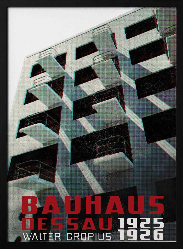 Bauhaus Dessau architecture in vintage magazine style VII - Stretched Canvas, Poster or Fine Art Print - I Heart Wall Art - Poster Print, Canvas Print or Framed Art Print