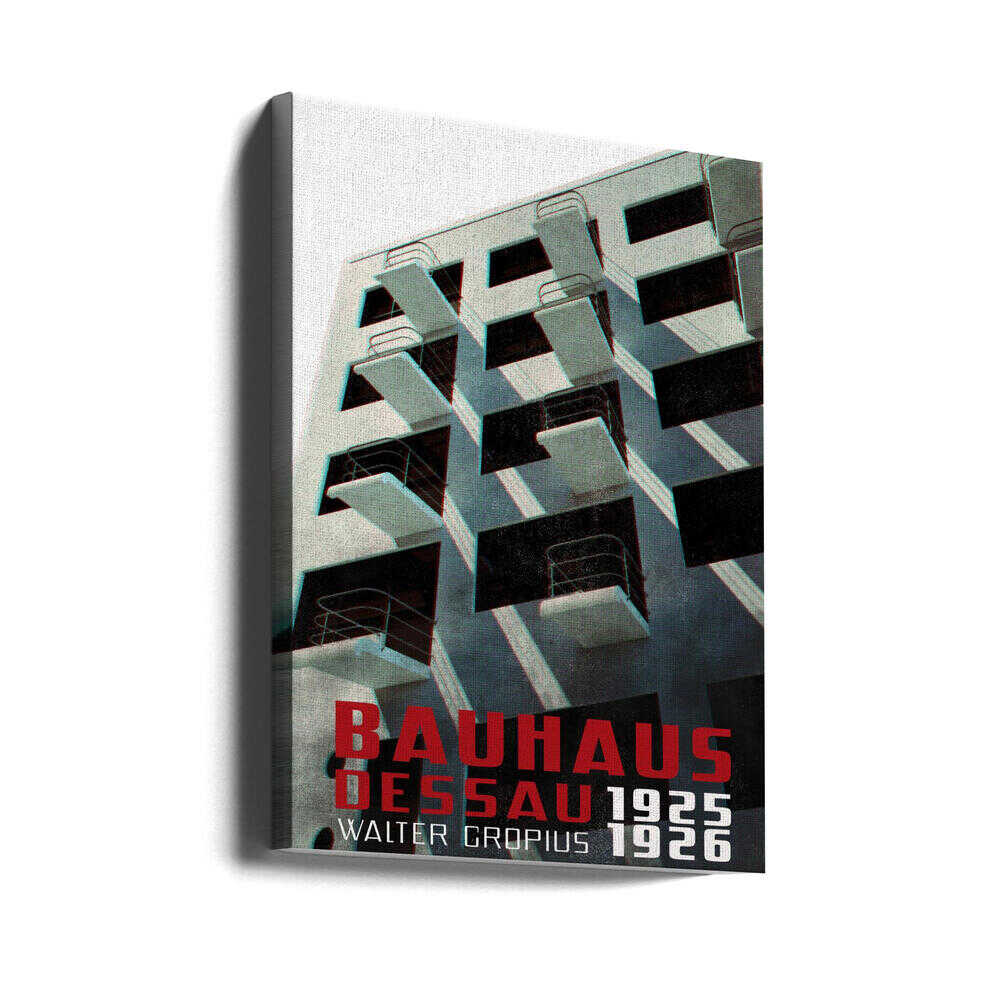 Bauhaus Dessau architecture in vintage magazine style VII - Stretched Canvas, Poster or Fine Art Print - I Heart Wall Art - Poster Print, Canvas Print or Framed Art Print