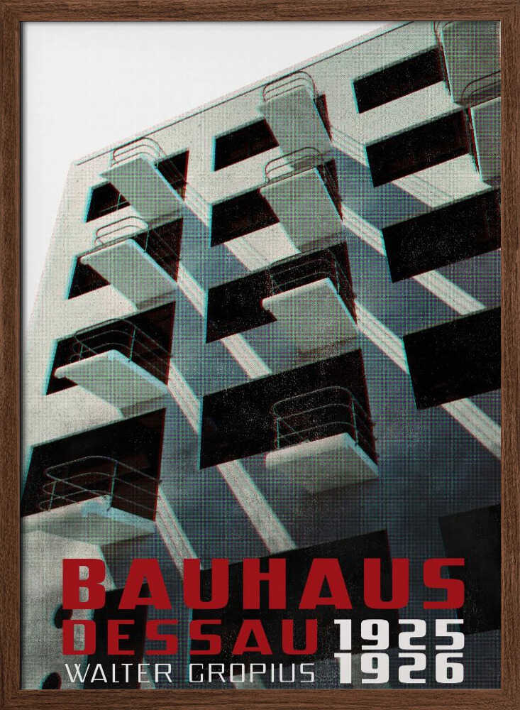 Bauhaus Dessau architecture in vintage magazine style VII - Stretched Canvas, Poster or Fine Art Print - I Heart Wall Art - Poster Print, Canvas Print or Framed Art Print
