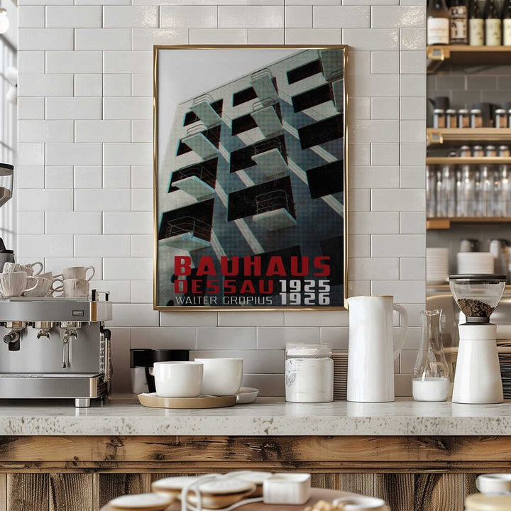 Bauhaus Dessau architecture in vintage magazine style VII - Stretched Canvas, Poster or Fine Art Print - I Heart Wall Art - Poster Print, Canvas Print or Framed Art Print