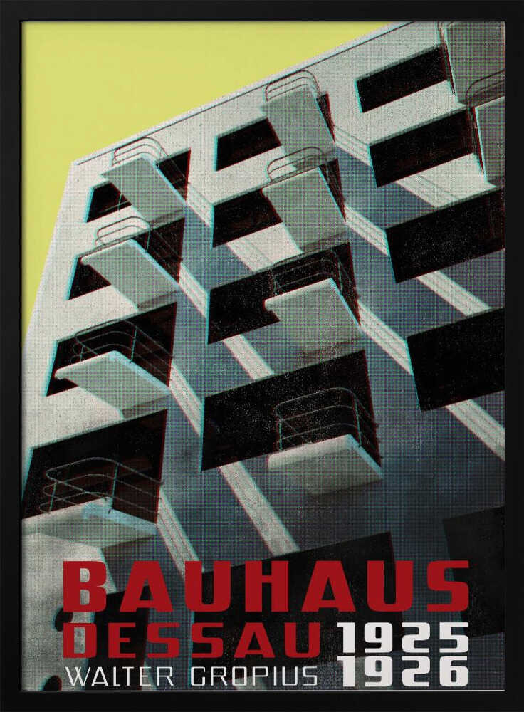 Bauhaus Dessau architecture in vintage magazine style VIII - Stretched Canvas, Poster or Fine Art Print - I Heart Wall Art - Poster Print, Canvas Print or Framed Art Print