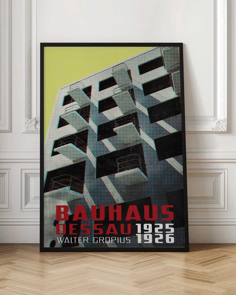 Bauhaus Dessau architecture in vintage magazine style VIII - Stretched Canvas, Poster or Fine Art Print - I Heart Wall Art - Poster Print, Canvas Print or Framed Art Print