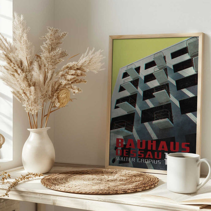 Bauhaus Dessau architecture in vintage magazine style VIII - Stretched Canvas, Poster or Fine Art Print - I Heart Wall Art - Poster Print, Canvas Print or Framed Art Print