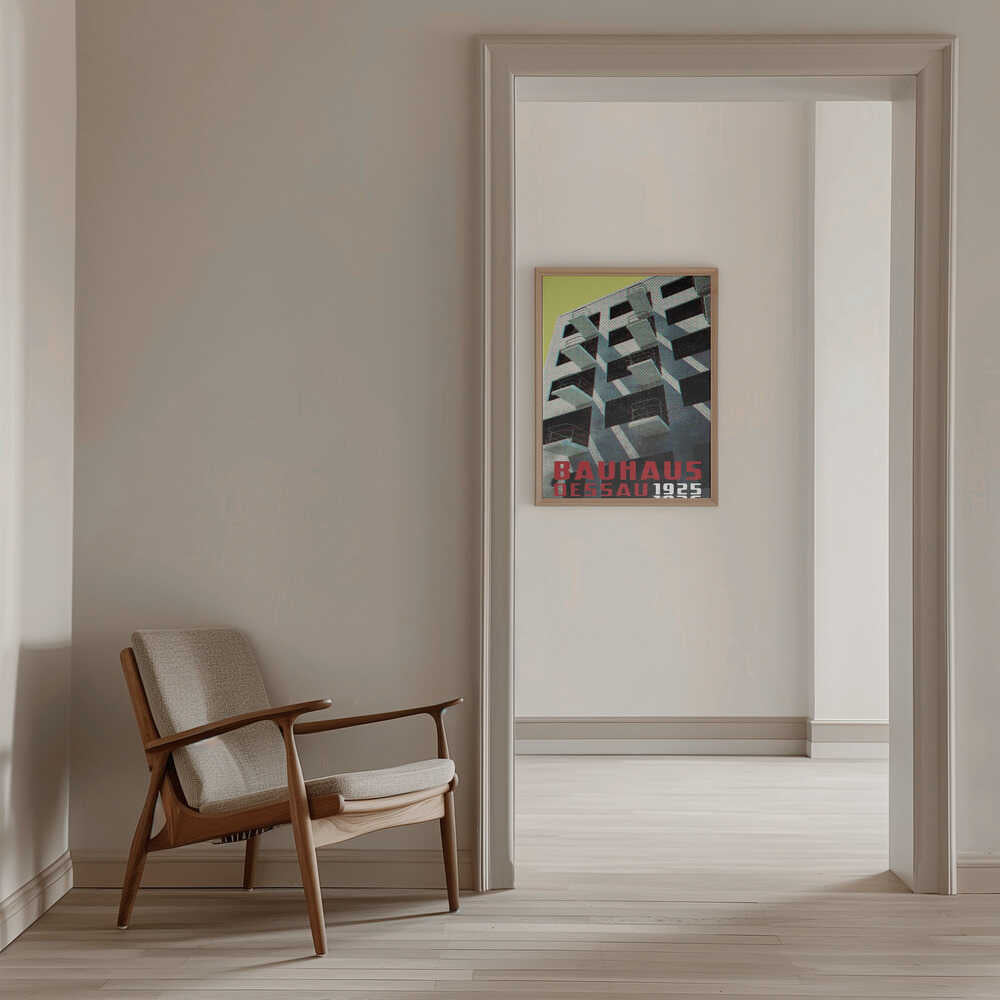 Bauhaus Dessau architecture in vintage magazine style VIII - Stretched Canvas, Poster or Fine Art Print - I Heart Wall Art - Poster Print, Canvas Print or Framed Art Print