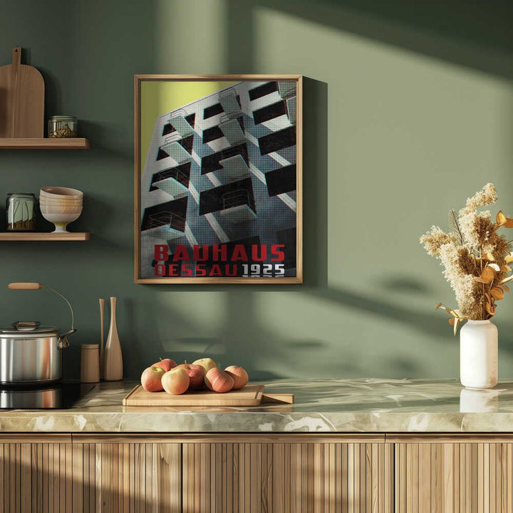 Bauhaus Dessau architecture in vintage magazine style VIII - Stretched Canvas, Poster or Fine Art Print - I Heart Wall Art - Poster Print, Canvas Print or Framed Art Print