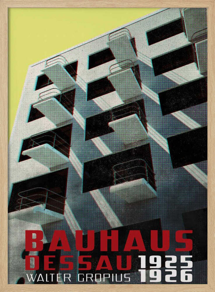 Bauhaus Dessau architecture in vintage magazine style VIII - Stretched Canvas, Poster or Fine Art Print - I Heart Wall Art - Poster Print, Canvas Print or Framed Art Print