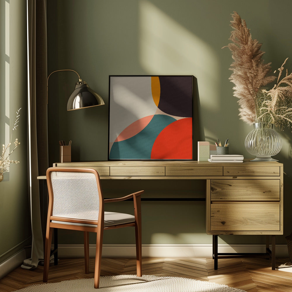 Bauhaus Modern Bold 4 - Square Stretched Canvas, Poster or Fine Art Print I Heart Wall Art