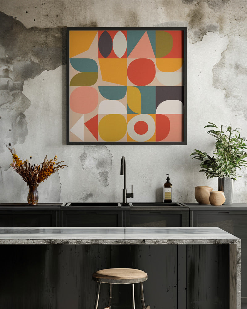 Bauhaus Modern Bold - Square Stretched Canvas, Poster or Fine Art Print I Heart Wall Art