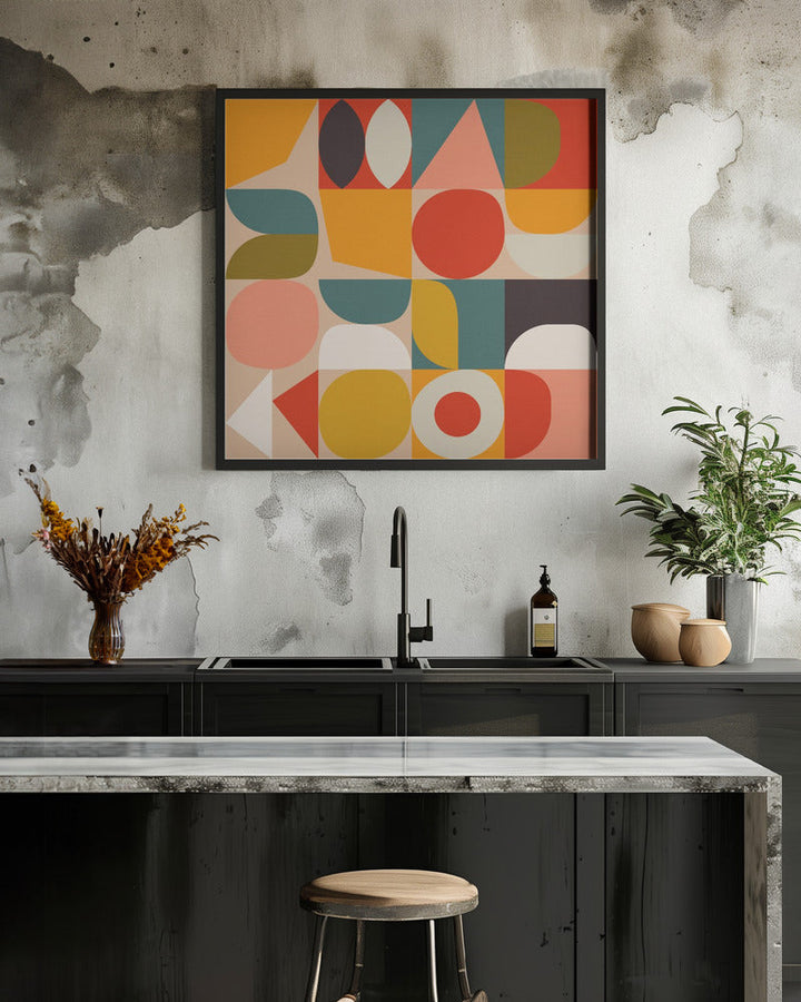 Bauhaus Modern Bold - Square Stretched Canvas, Poster or Fine Art Print I Heart Wall Art