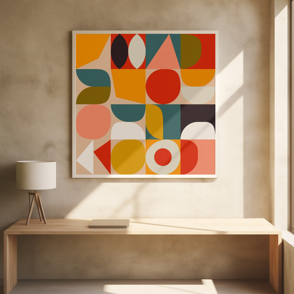 Bauhaus Modern Bold - Square Stretched Canvas, Poster or Fine Art Print I Heart Wall Art