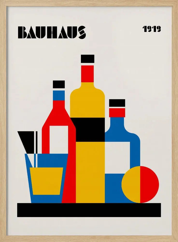 Bauhaus Wine Print - Stretched Canvas, Poster or Fine Art Print I Heart Wall Art
