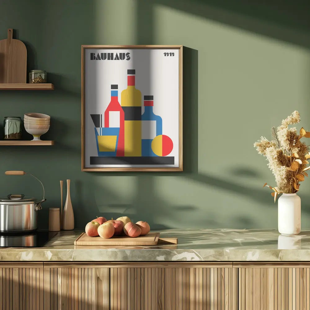 Bauhaus Wine Print - Stretched Canvas, Poster or Fine Art Print I Heart Wall Art
