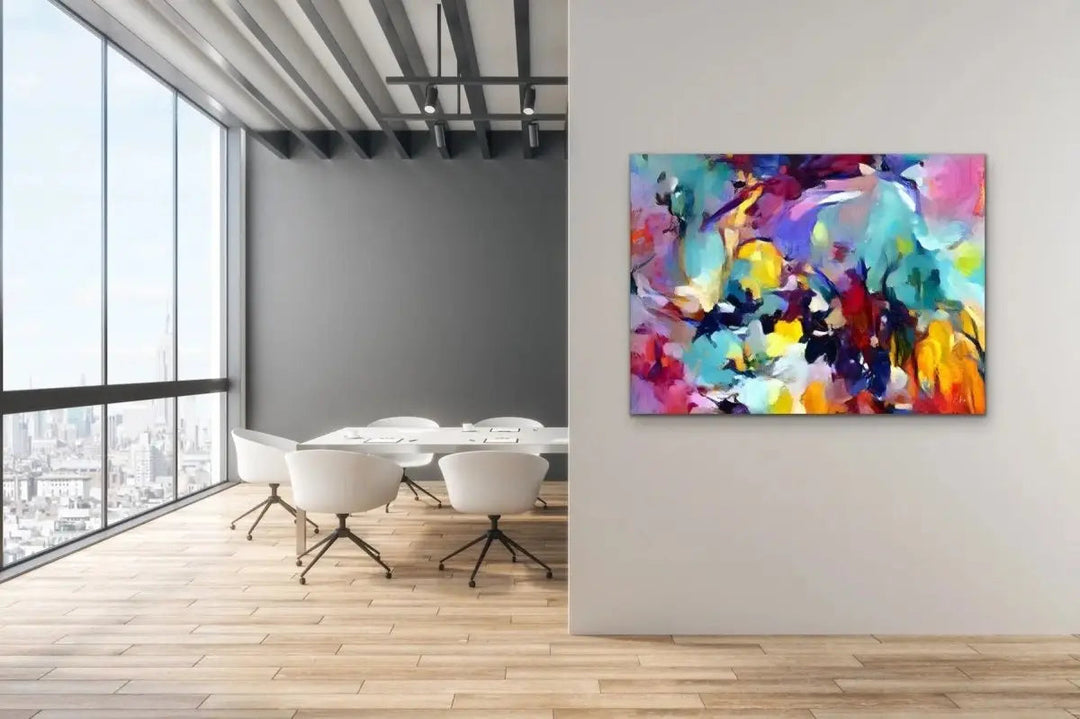 Be Still My Heart - Colourful Floral Abstract Pink Blue Artwork Canvas Print - I Heart Wall Art - Poster Print, Canvas Print or Framed Art Print
