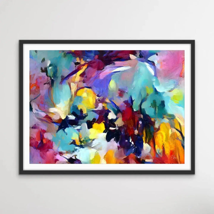 Be Still My Heart - Colourful Floral Abstract Pink Blue Artwork Canvas Print - I Heart Wall Art - Poster Print, Canvas Print or Framed Art Print