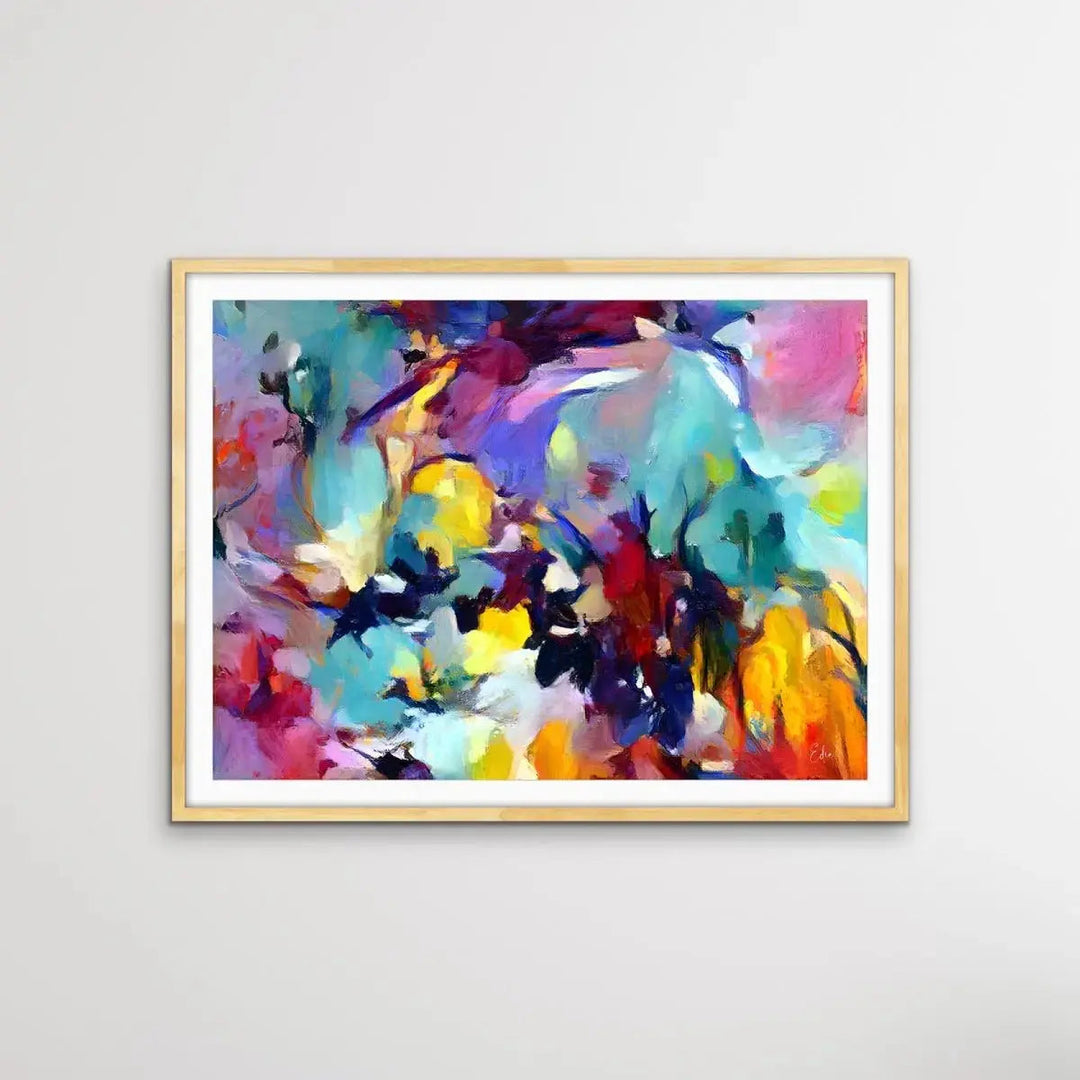 Be Still My Heart - Colourful Floral Abstract Pink Blue Artwork Canvas Print - I Heart Wall Art - Poster Print, Canvas Print or Framed Art Print