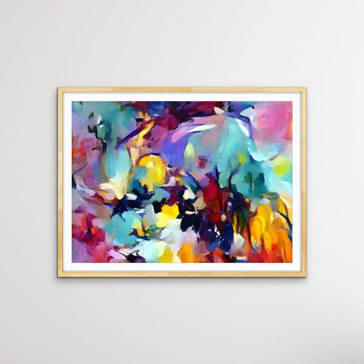 Be Still My Heart - Colourful Floral Abstract Pink Blue Artwork Canvas Print - I Heart Wall Art - Poster Print, Canvas Print or Framed Art Print