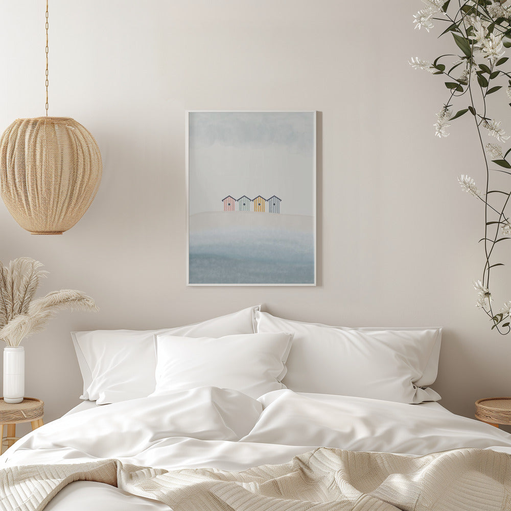 Beach Cabins - Stretched Canvas, Poster or Fine Art Print I Heart Wall Art