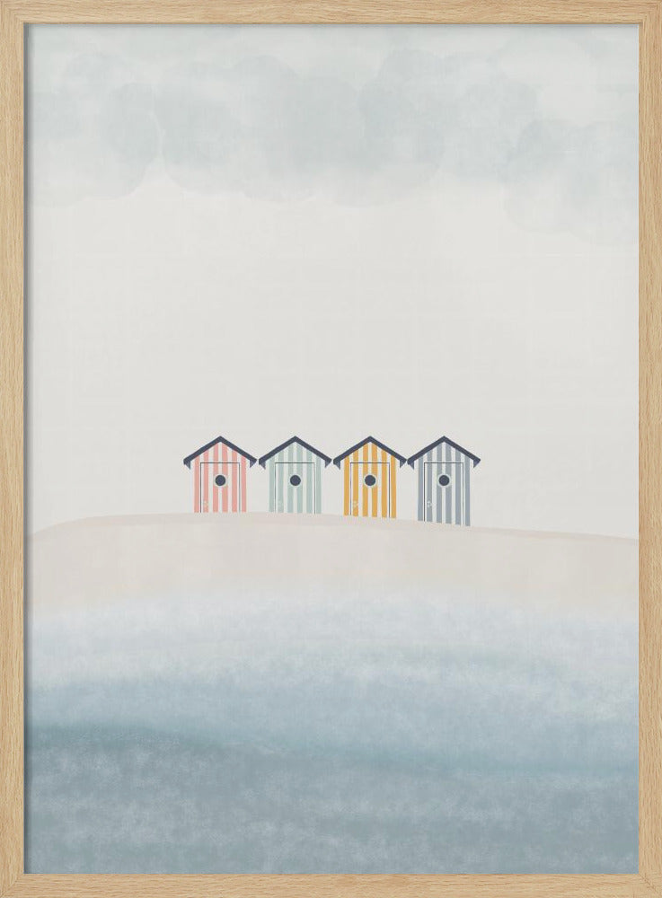Beach Cabins - Stretched Canvas, Poster or Fine Art Print I Heart Wall Art