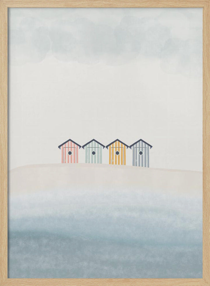 Beach Cabins - Stretched Canvas, Poster or Fine Art Print I Heart Wall Art