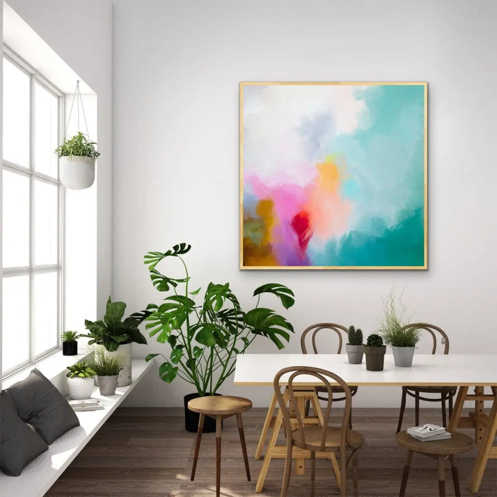 Beacon - Original Pink and Blue Abstract Canvas Wall Art Print - I Heart Wall Art - Poster Print, Canvas Print or Framed Art Print