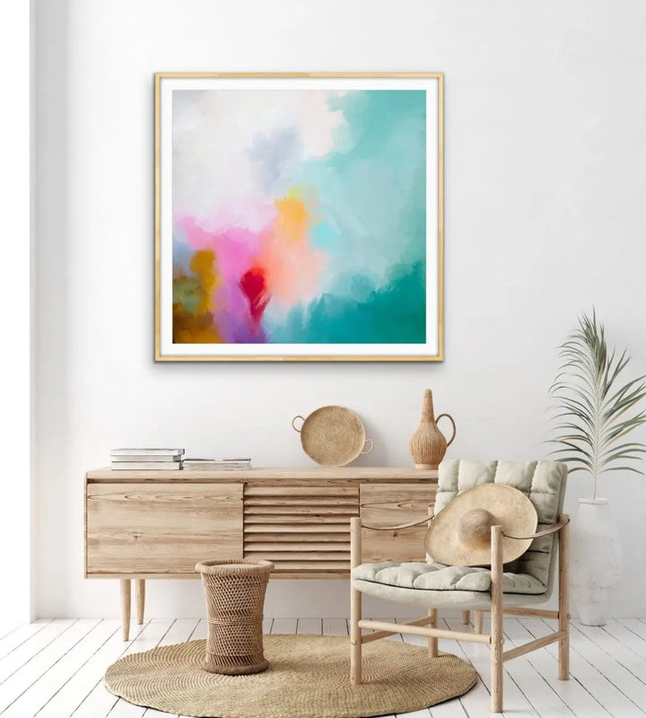 Beacon - Original Pink and Blue Abstract Canvas Wall Art Print - I Heart Wall Art - Poster Print, Canvas Print or Framed Art Print