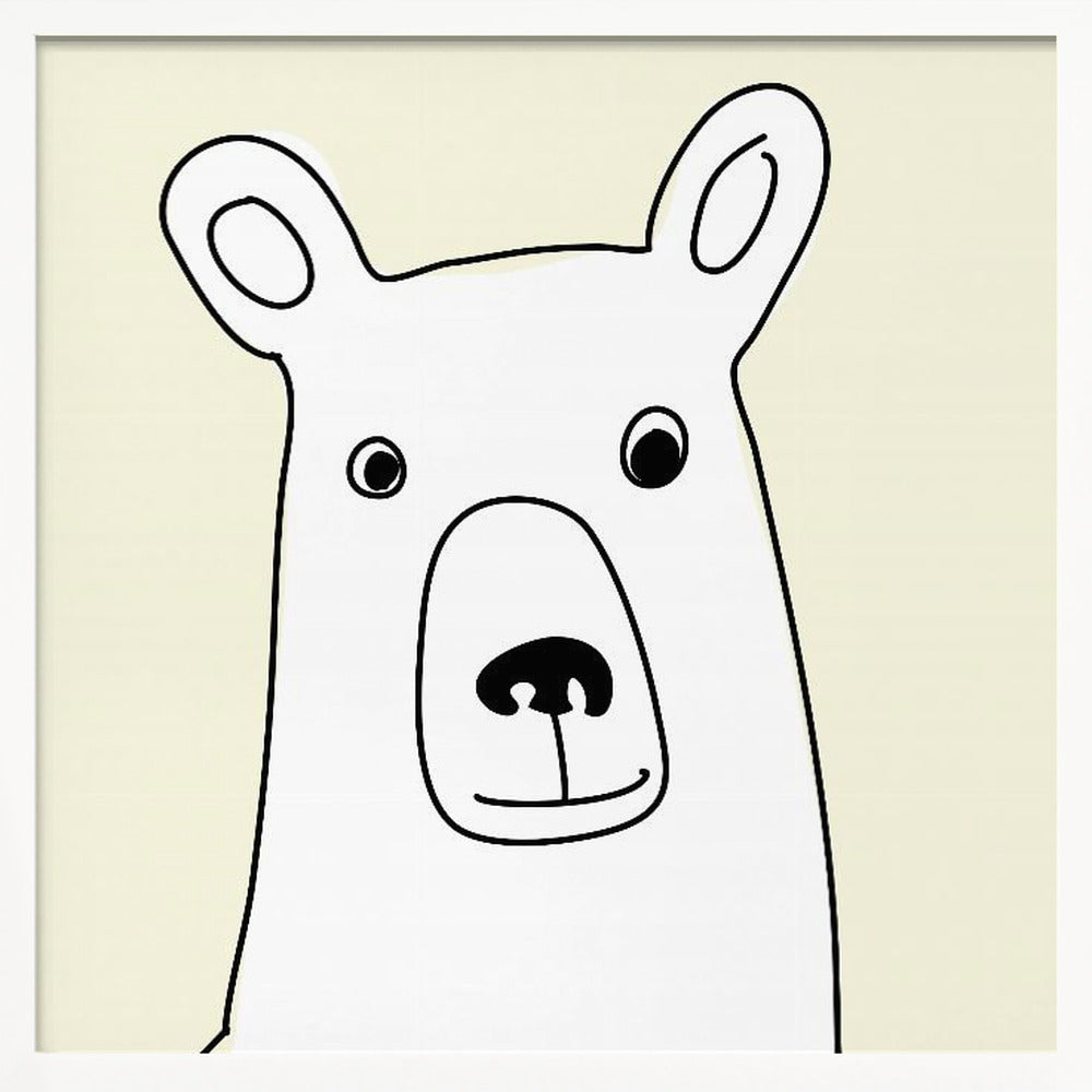 Bear In a Yellow Square - Square Stretched Canvas, Poster or Fine Art Print I Heart Wall Art