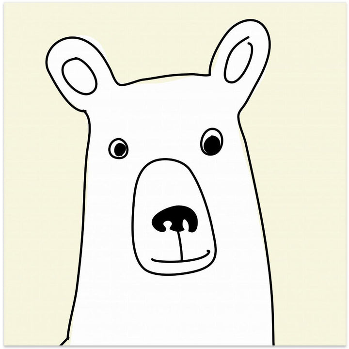 Bear In a Yellow Square - Square Stretched Canvas, Poster or Fine Art Print I Heart Wall Art