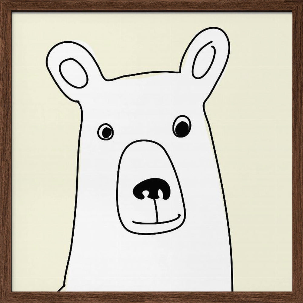 Bear In a Yellow Square - Square Stretched Canvas, Poster or Fine Art Print I Heart Wall Art