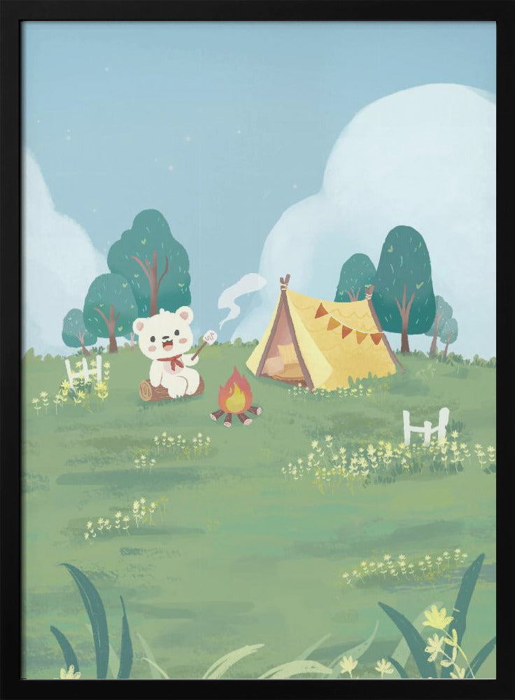 Bear's Picnic Day Out - Stretched Canvas, Poster or Fine Art Print I Heart Wall Art