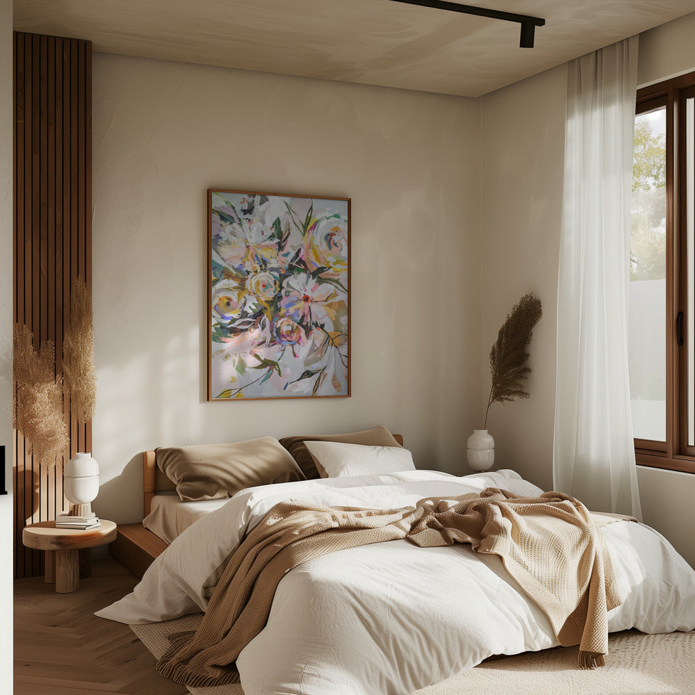 Bedroom Flowers - Stretched Canvas, Poster or Fine Art Print I Heart Wall Art