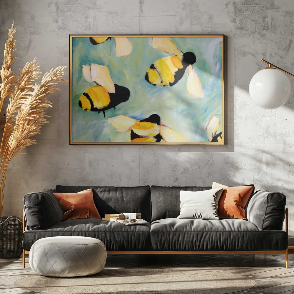 Bees - Stretched Canvas, Poster or Fine Art Print - I Heart Wall Art - Poster Print, Canvas Print or Framed Art Print