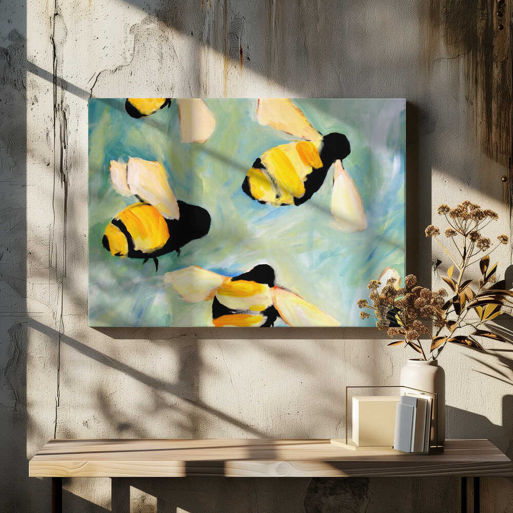 Bees - Stretched Canvas, Poster or Fine Art Print - I Heart Wall Art - Poster Print, Canvas Print or Framed Art Print