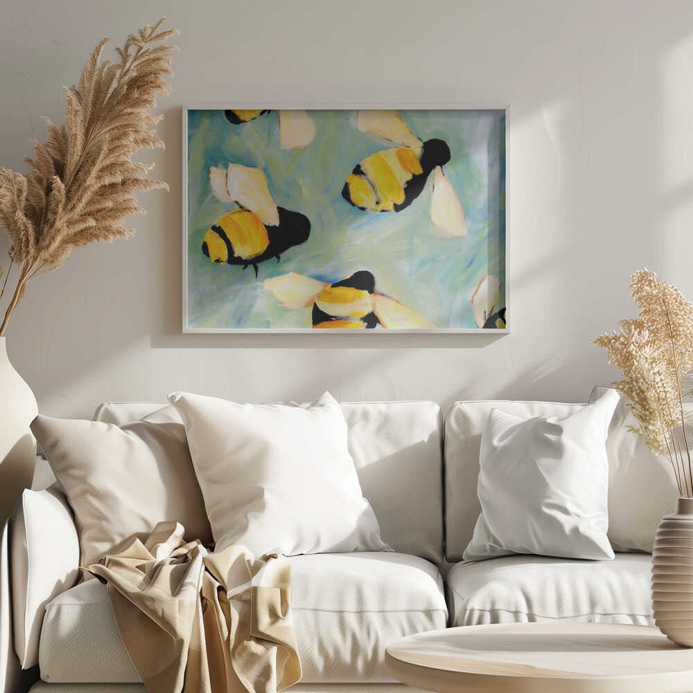 Bees - Stretched Canvas, Poster or Fine Art Print - I Heart Wall Art - Poster Print, Canvas Print or Framed Art Print