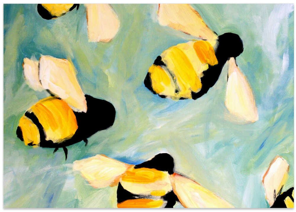 Bees - Stretched Canvas, Poster or Fine Art Print - I Heart Wall Art - Poster Print, Canvas Print or Framed Art Print