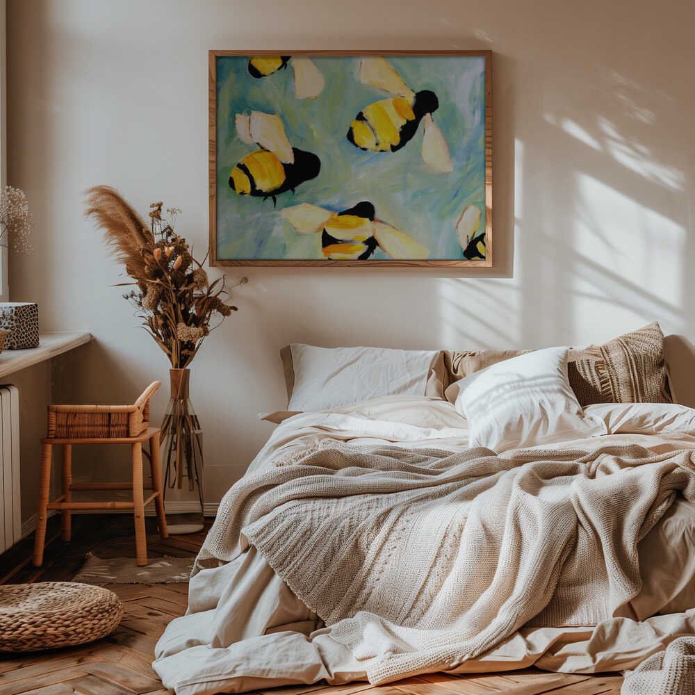 Bees - Stretched Canvas, Poster or Fine Art Print - I Heart Wall Art - Poster Print, Canvas Print or Framed Art Print