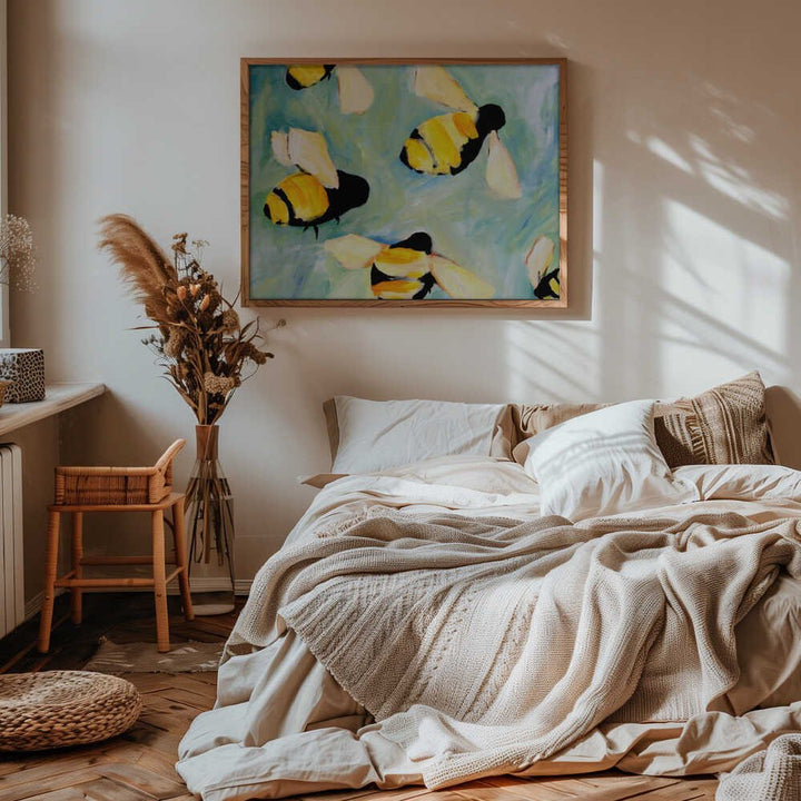 Bees - Stretched Canvas, Poster or Fine Art Print - I Heart Wall Art - Poster Print, Canvas Print or Framed Art Print