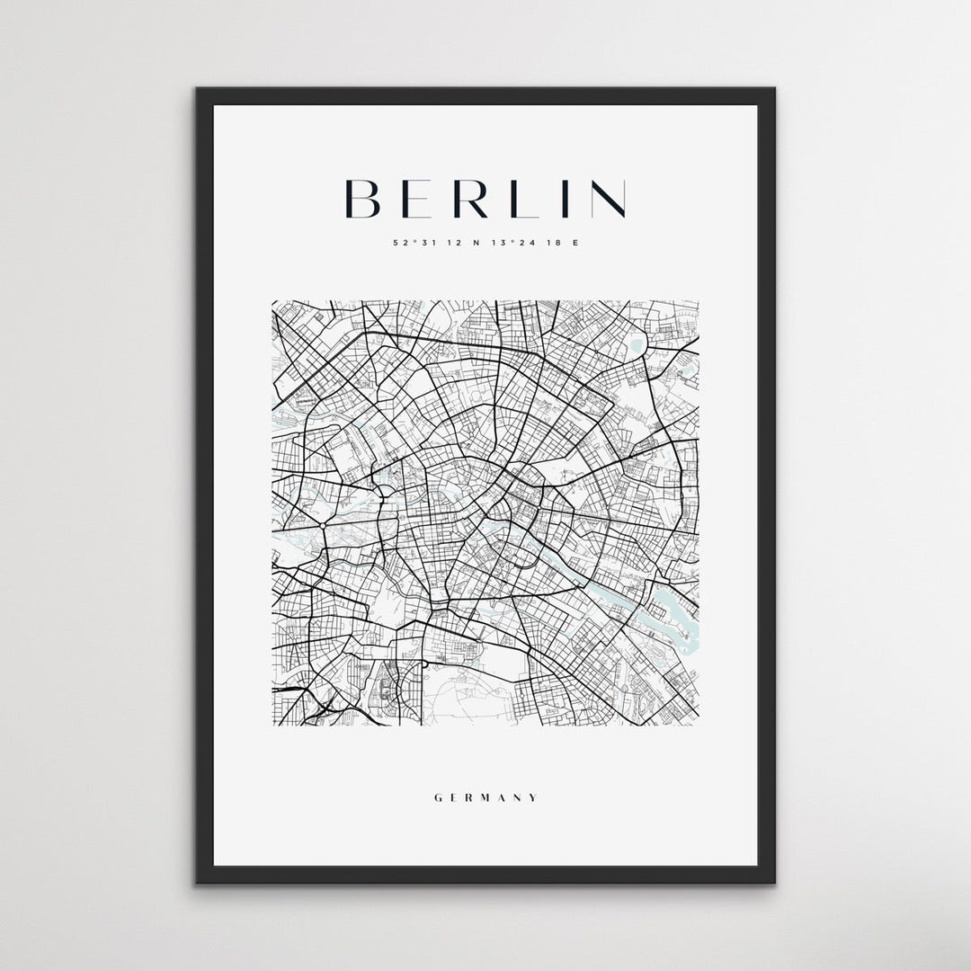 Berlin City Map - Square City Map Stretched Canvas or Wall Art Print - I Heart Wall Art - Poster Print, Canvas Print or Framed Art Print