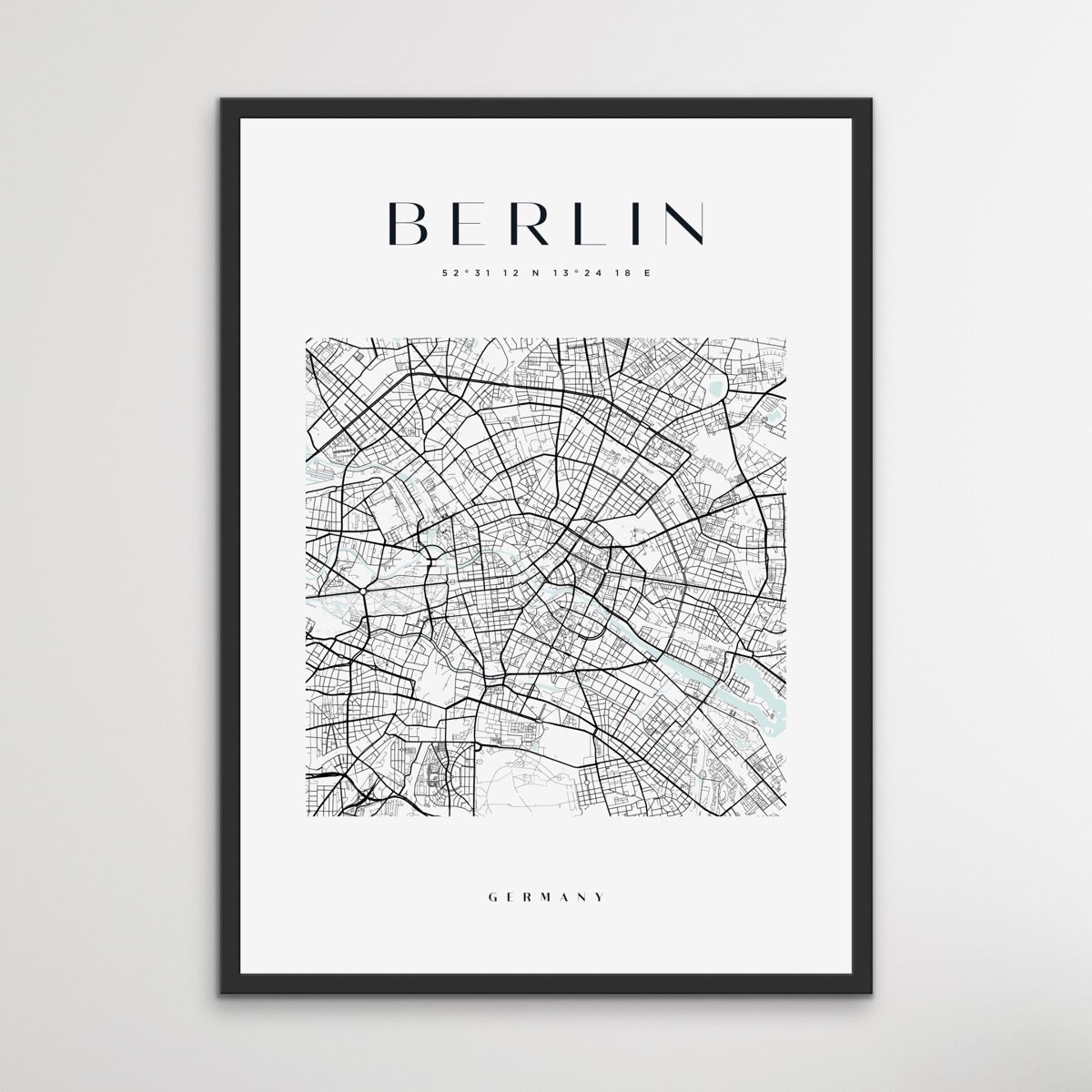 Berlin City Map - Square City Map Stretched Canvas or Wall Art Print - I Heart Wall Art - Poster Print, Canvas Print or Framed Art Print