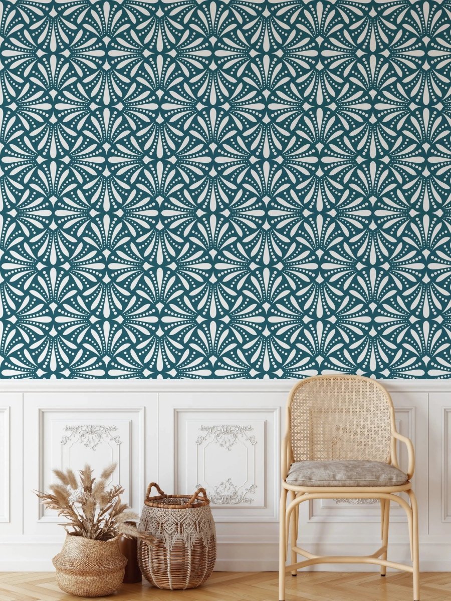 Betty' Vintage Wallpaper - Teal - Coloured Vintage Style Removable Wallpaper - I Heart Wall Art - Poster Print, Canvas Print or Framed Art Print