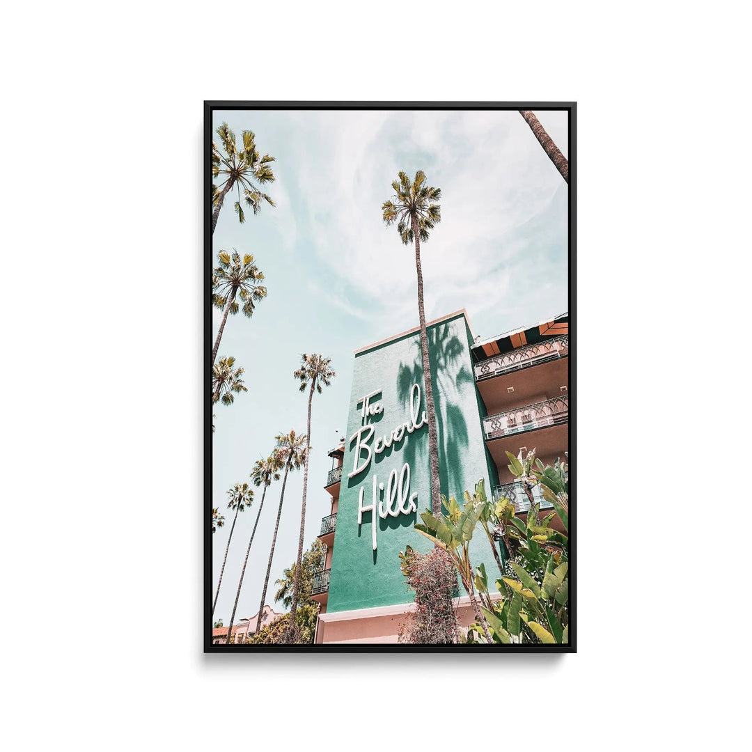 Beverly Hills Hotel - Vintage Retro Mid Century Modern - Stretched Canvas Print or Framed Fine Art Print - Artwork I Heart Wall Art Australia 