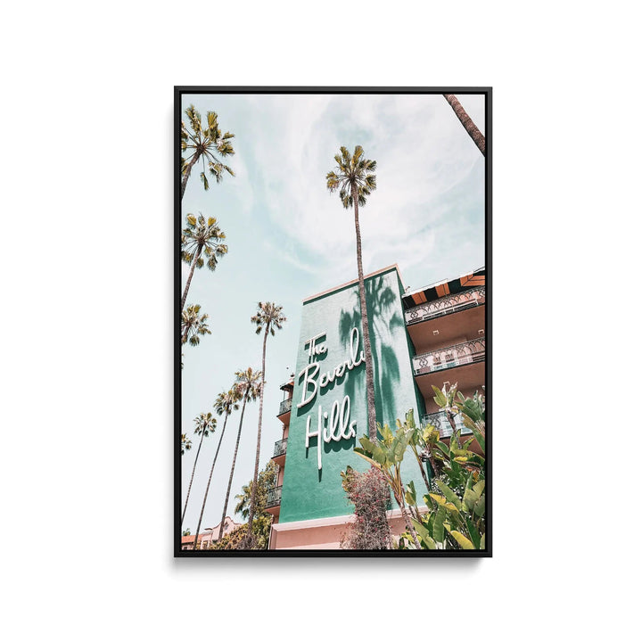 Beverly Hills Hotel - Vintage Retro Mid Century Modern - Stretched Canvas Print or Framed Fine Art Print - Artwork I Heart Wall Art Australia 