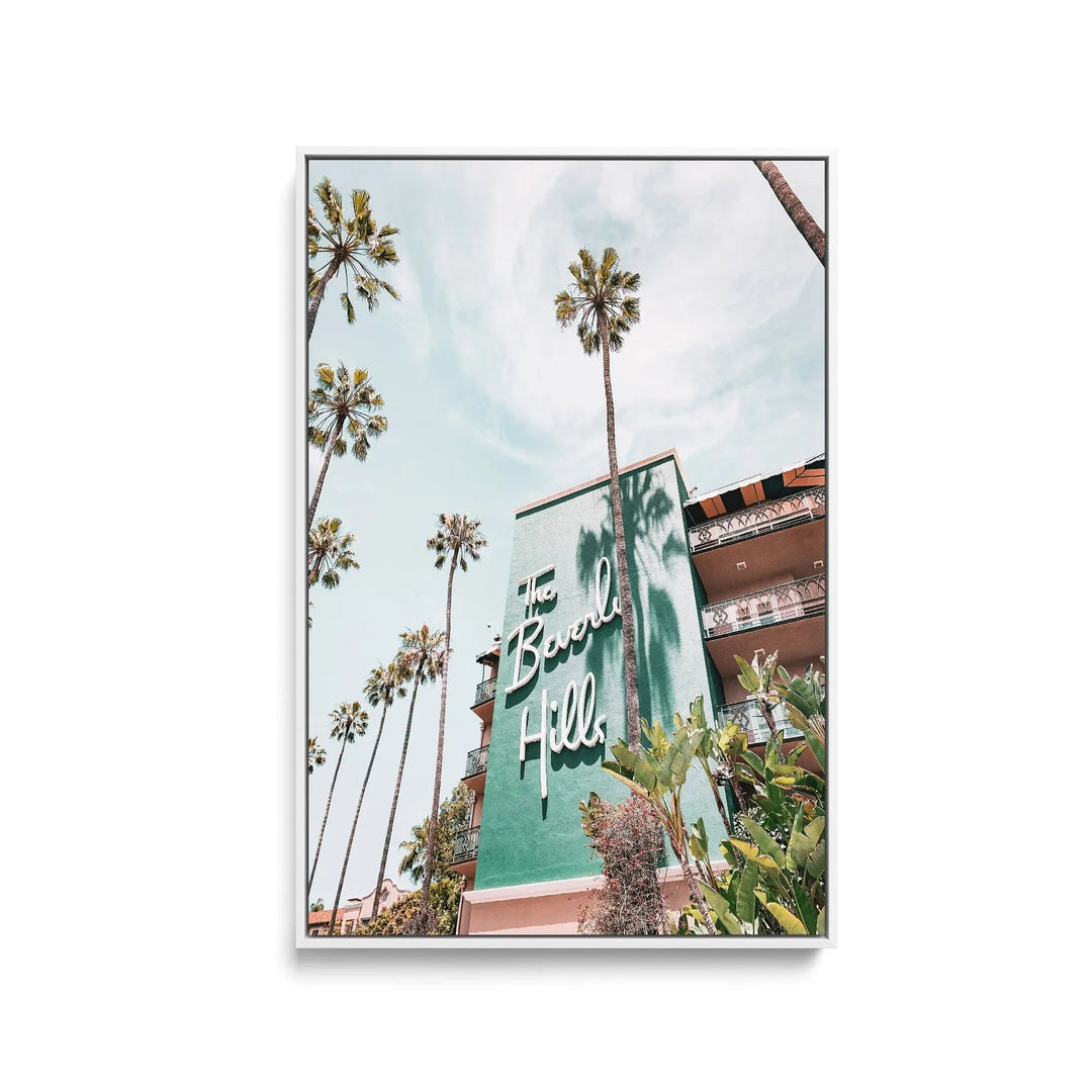Beverly Hills Hotel - Vintage Retro Mid Century Modern - Stretched Canvas Print or Framed Fine Art Print - Artwork I Heart Wall Art Australia 