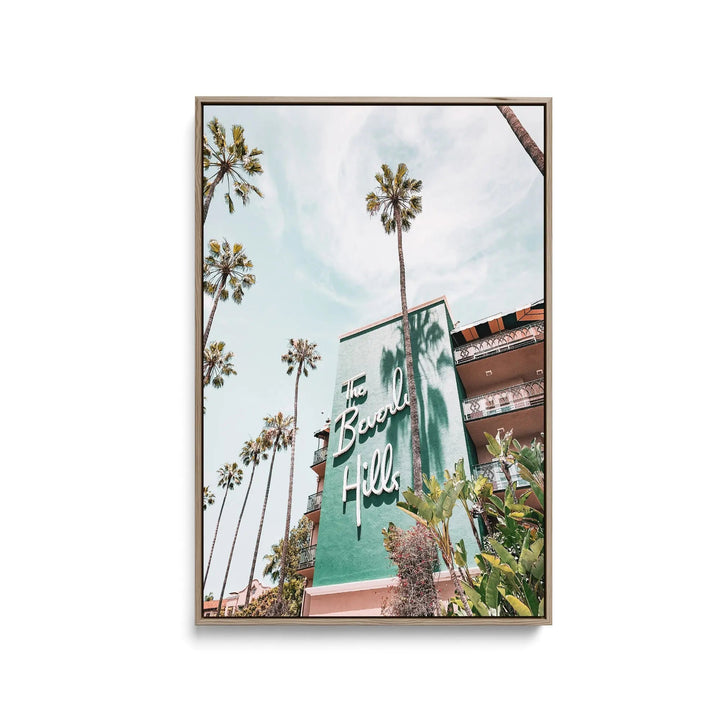Beverly Hills Hotel - Vintage Retro Mid Century Modern - Stretched Canvas Print or Framed Fine Art Print - Artwork I Heart Wall Art Australia 
