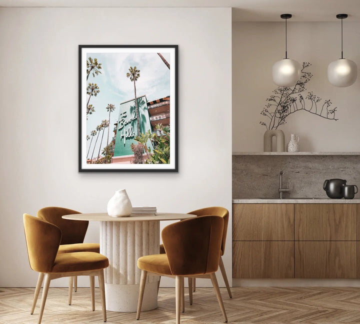 Beverly Hills Hotel - Vintage Retro Mid Century Modern - Stretched Canvas Print or Framed Fine Art Print - Artwork I Heart Wall Art Australia 