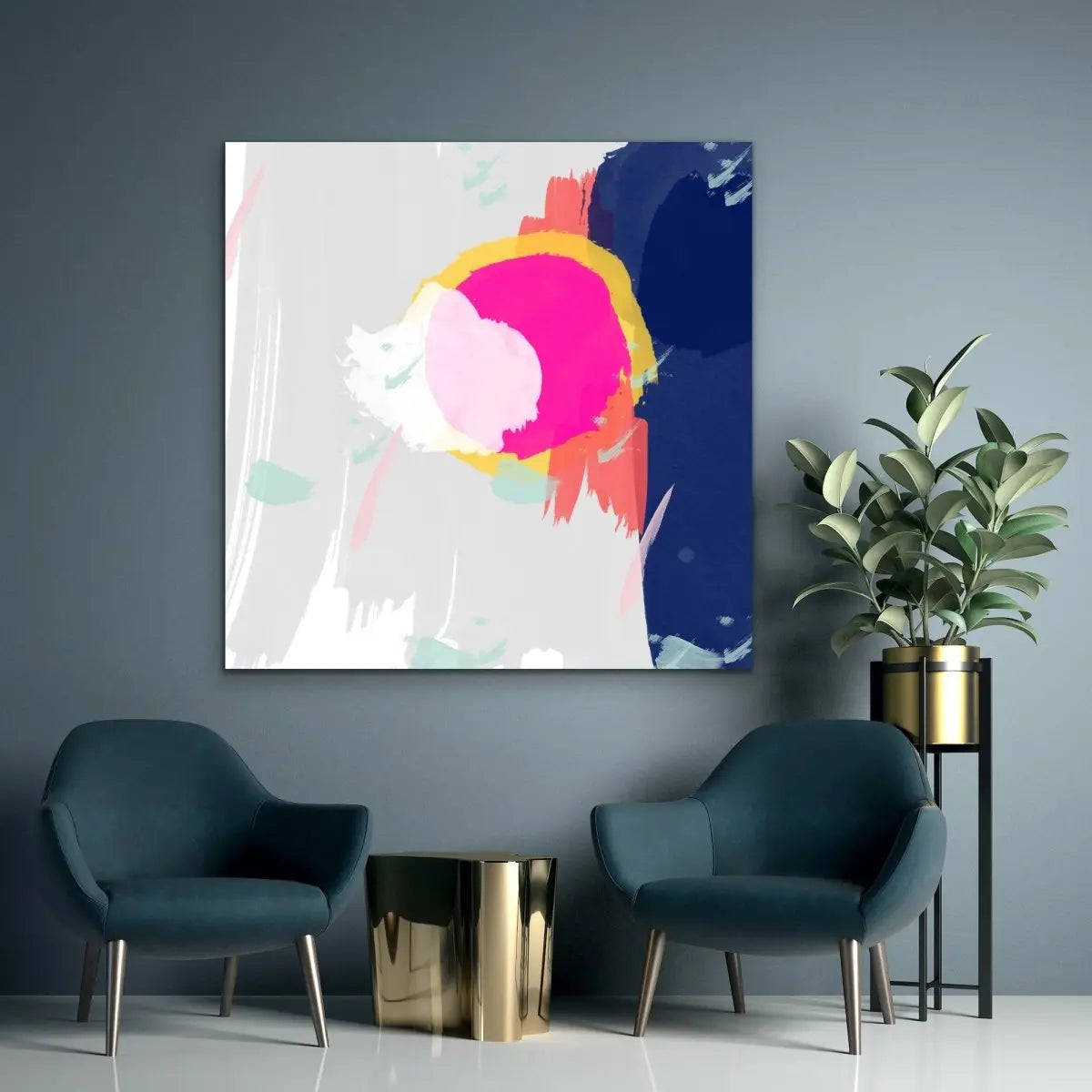 Beyond - Pink and Blue Abstract Stretched Canvas Print - I Heart Wall Art - Poster Print, Canvas Print or Framed Art Print